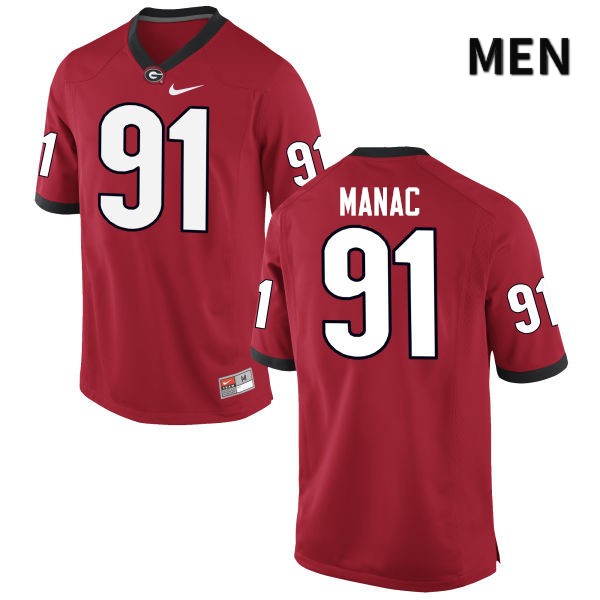 Georgia Bulldogs Men's Chauncey Manac #91 Red Stitched College UGA Football Jersey 23TS015BM